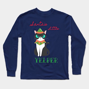 Santa's Little Yelper Christmas Cat Long Sleeve T-Shirt